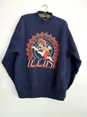 Vtg 1993 University of Illinois Chief Illiniwek Sweatshirt L FOTL Heavy USA Made